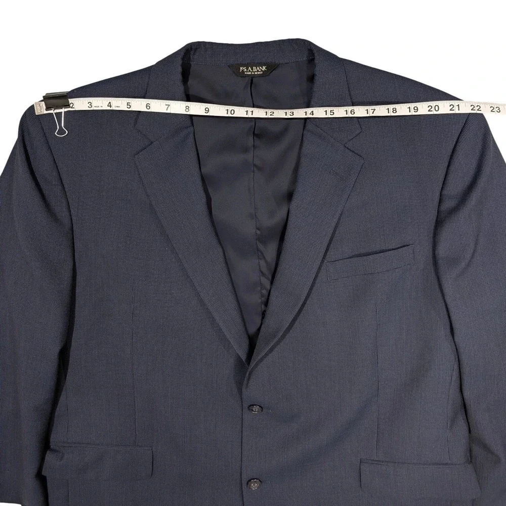 Jos A Bank Travelers Collection Navy Blue 100% Wool Blazer Sport Coat‎ 48L